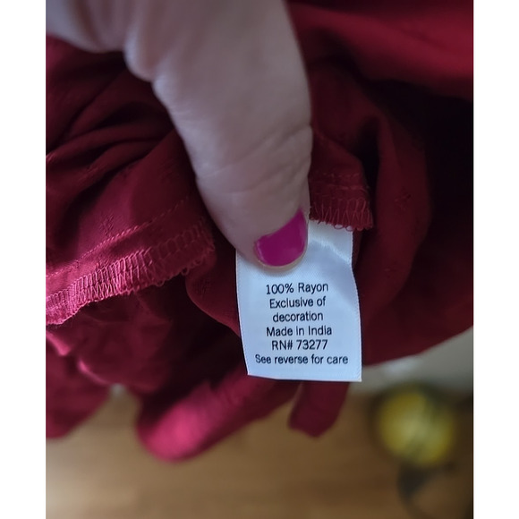 NWT Croft & Barrow Red Smocked-Waist Long Sleeves Maxi Dress Womans Plus Size 3X - Picture 8 of 8